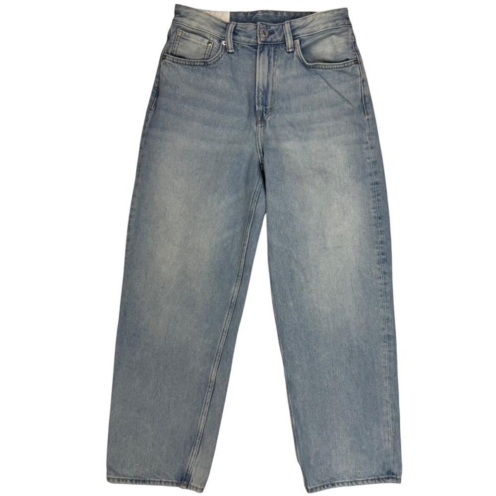 HM Loose Ample High Waist Wide Leg Jeans Light Wash Blue 100 Cotton 28/32
